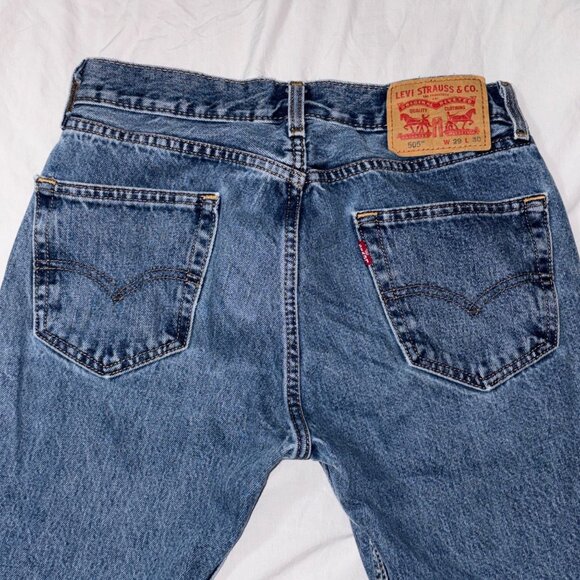 Levis 505 Mens Straight Fit Blue Denim Jeans 29 X 30 Classic Style - Picture 7 of 13